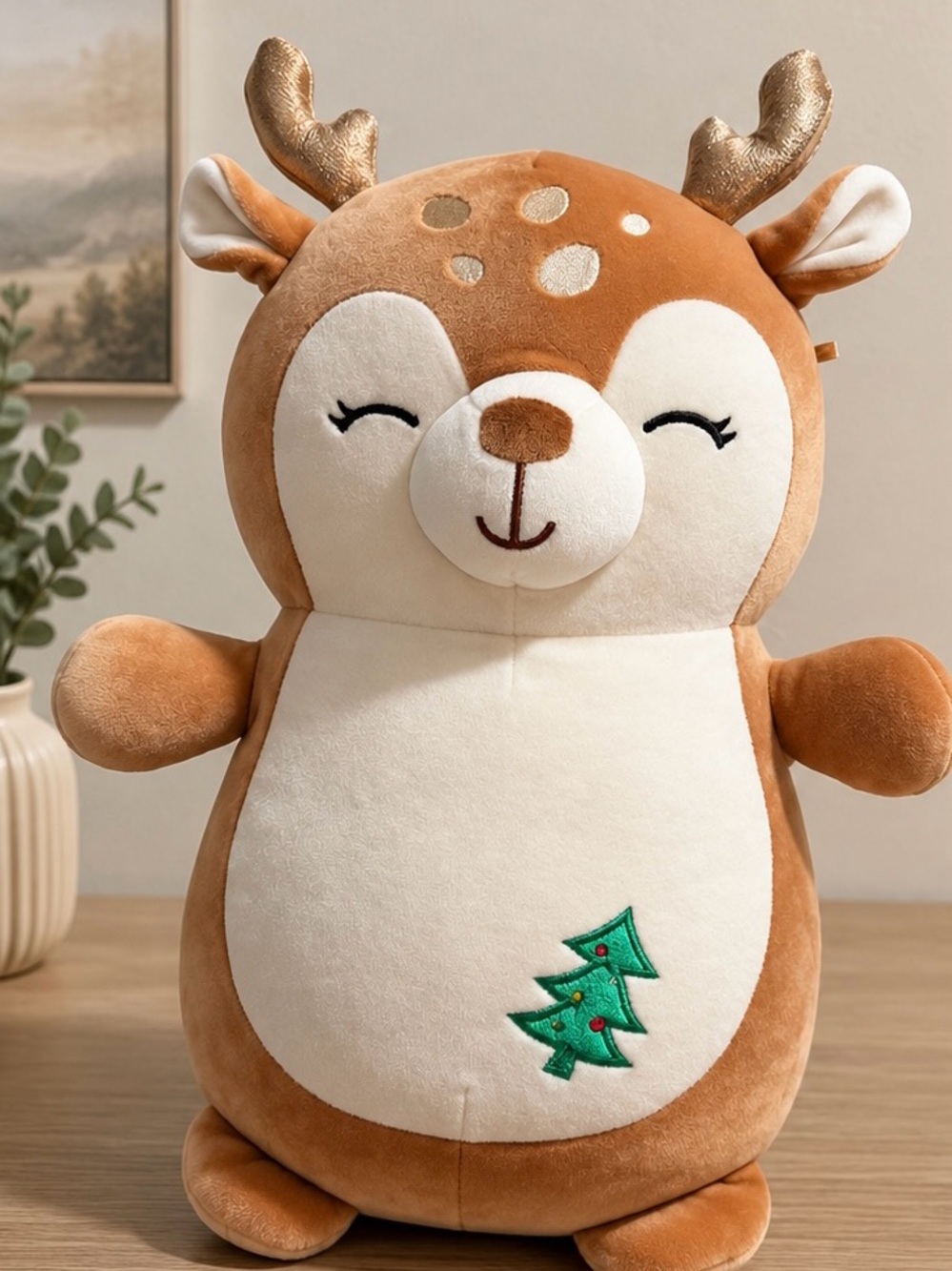 Squishmallows HugMees 14” Christmas Reindeer Plush Gold Antlers
